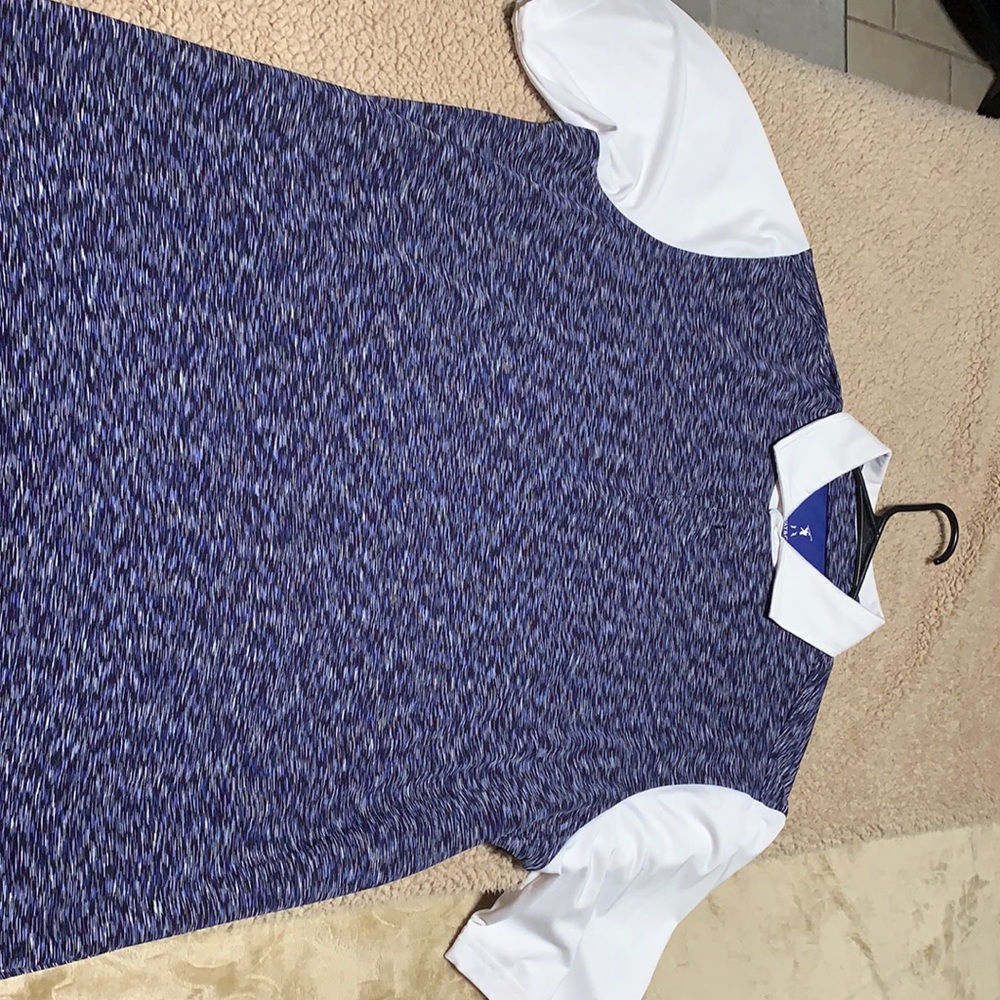 Black, blue and white golf polo